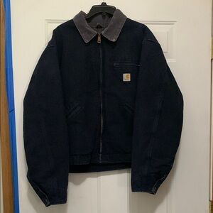 Vintage Carhartt Men's Navy Blue Jacket